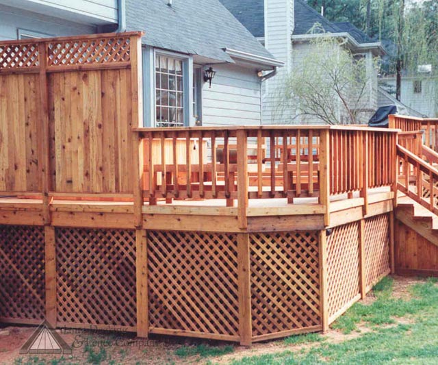 privacy deck screen screens decks fence lattice decking built railing patio progress building outdoor railings pool above wooden ground under