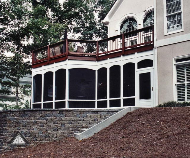 porch deck screened screen porches patio above under decks fence plans pergola atlanta garage sunrooms atlantadecking decking roof projects sunroom