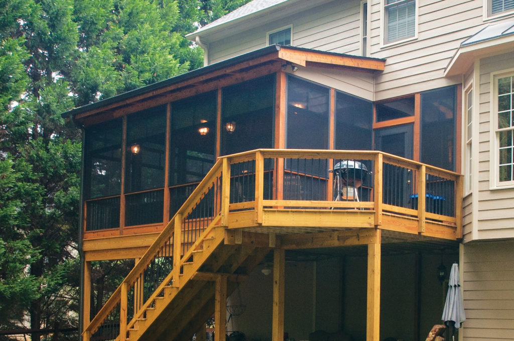 wooden deck with Eze-breeze porch