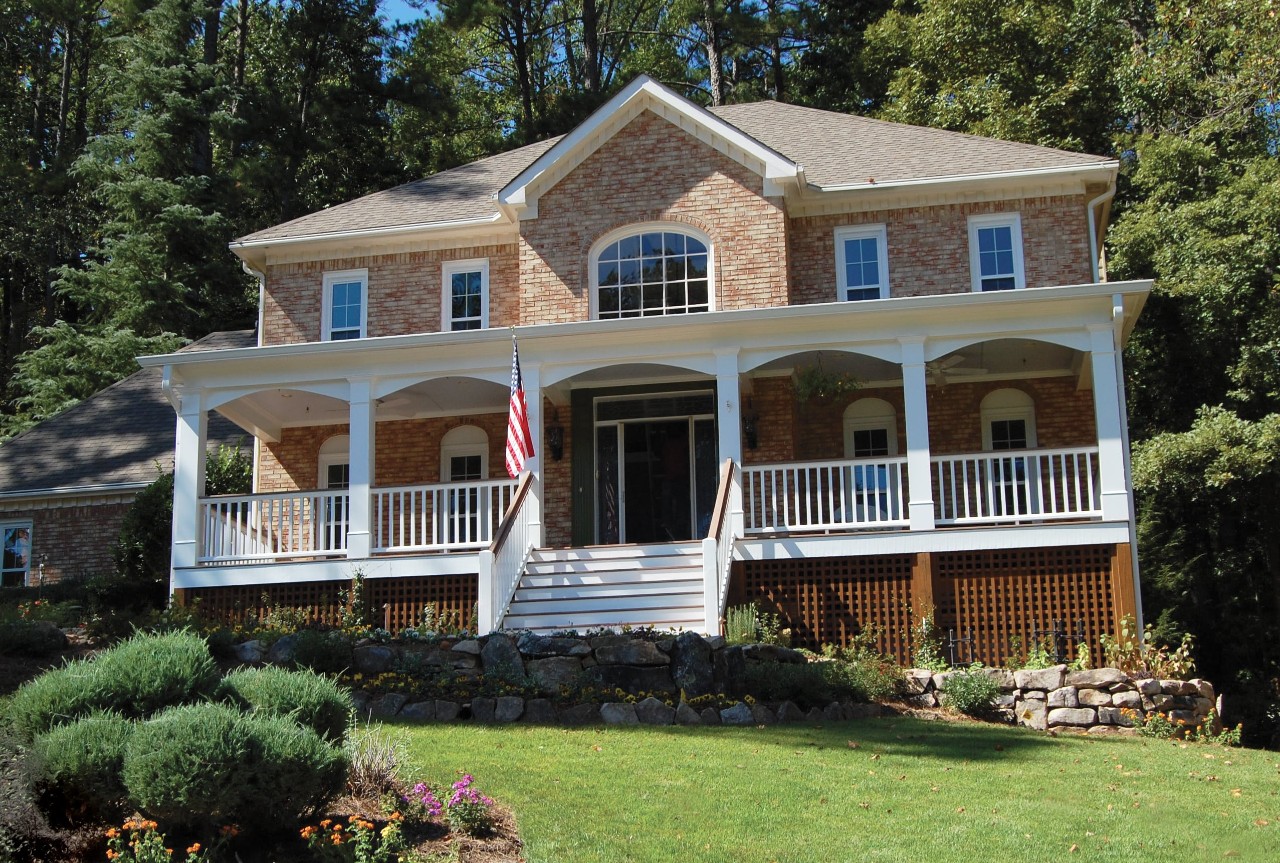 AFTER installation of traditional front porch white steps and deck