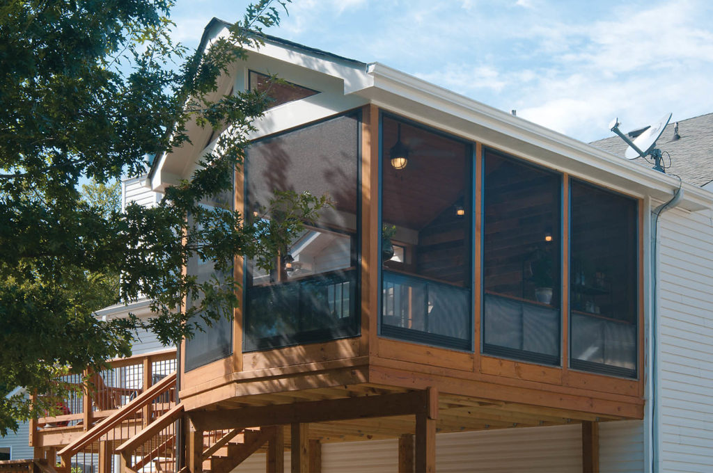 Atlanta Decking & Fence before and after installation of screened porch as living space