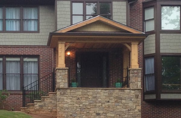 AFTER installation of gabled roof portico on stone porch