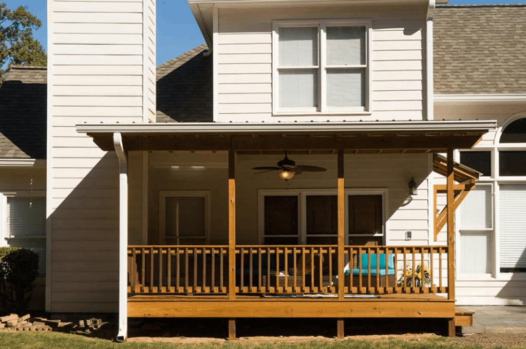 Atlanta Decking & Fence before and after installation of open porch ground level