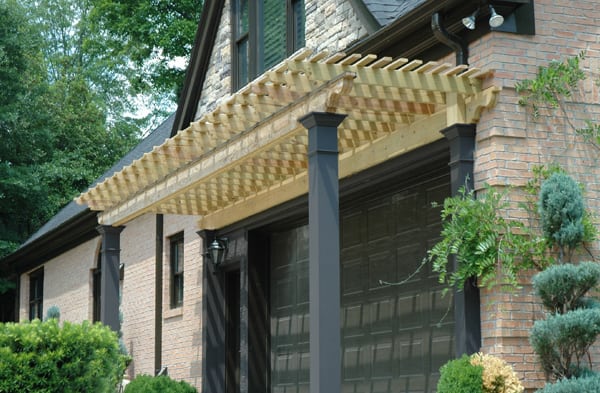 black garage arbor and wooden portico AFTER photo