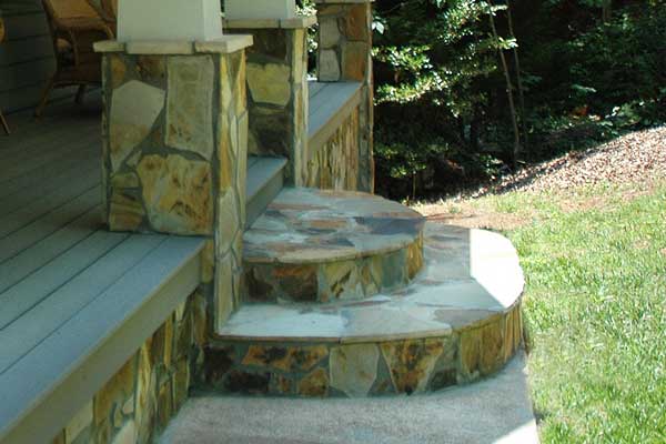 stone oval steps of front porch