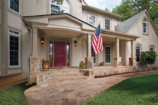 AFTER front porch on stone floor with american flag 3