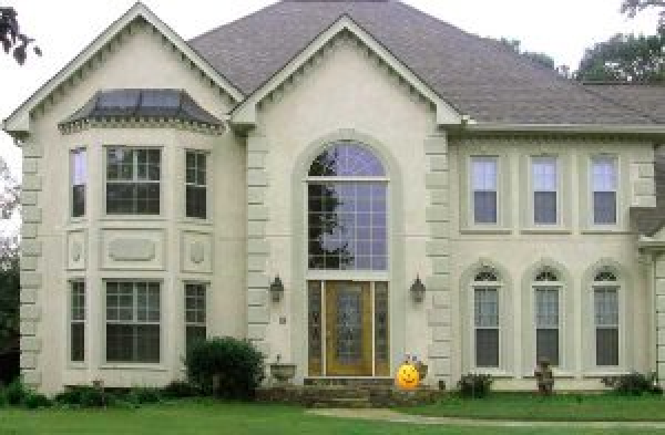 BEFORE installation of gabled roof portico on large home