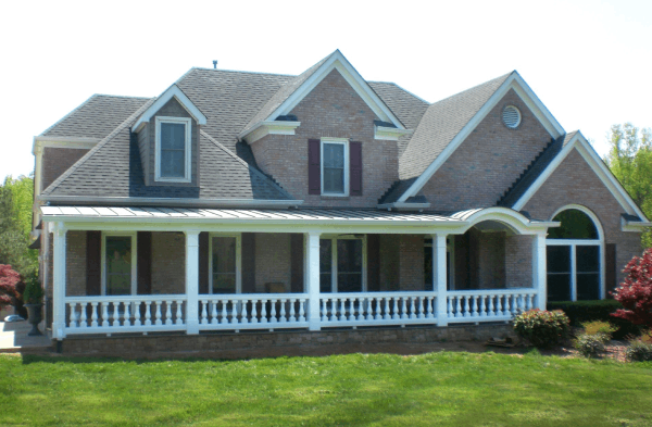 AFTER installation of contemporary arched roof porch front yard view 2