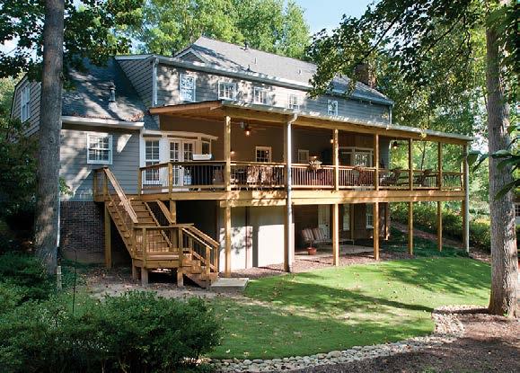 Atlanta Decking & Fence before and after installation of expansive open porch