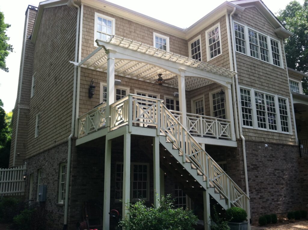 Fancy pergola rail open porch - angle