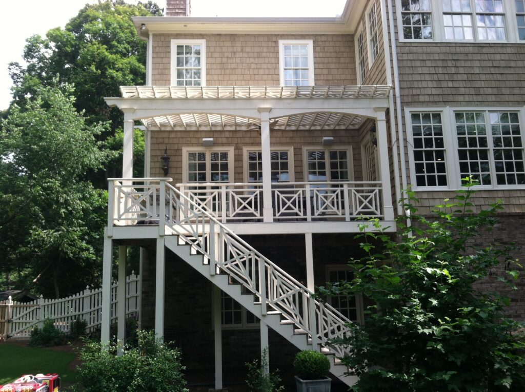 Fancy pergola rail open porch - front