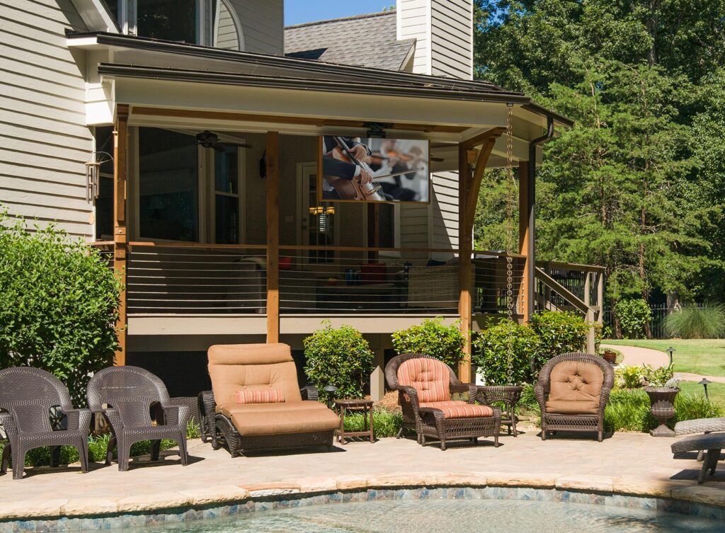 open porch with cable railing outside view