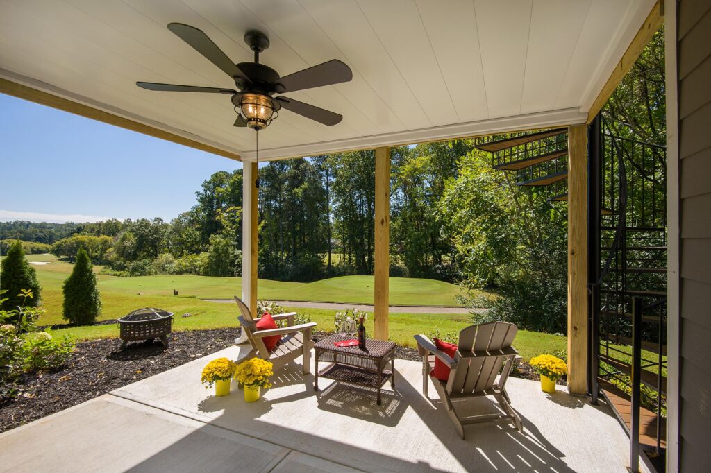 open porch builder design under wooden deck close up of outside view