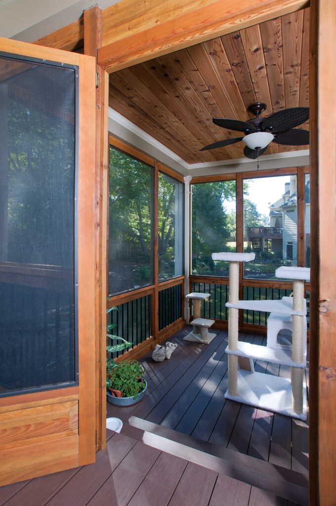 back screened porch cat room