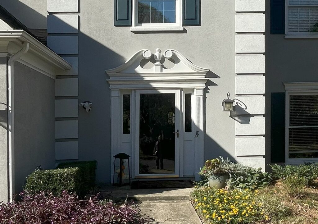 Dunwoody BEFORE Curved Hip Roof Portico Installation
