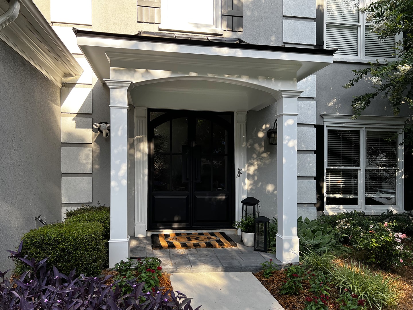 Dunwoody AFTER Curved Metal Hip Roof Portico Installation