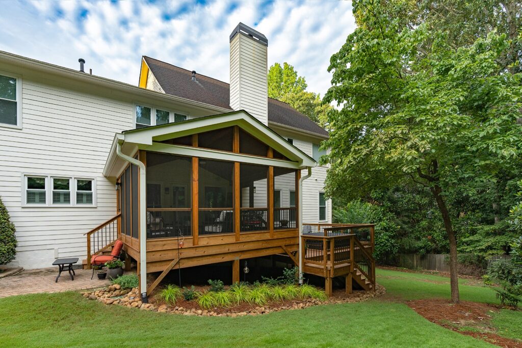 Milton Screened Porch with pressure-treated lumber and aluminum banisters EXT4