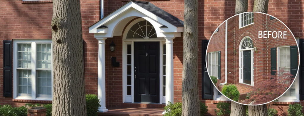 Front Porch vs. a Portico What’s the Difference (brick home portico)