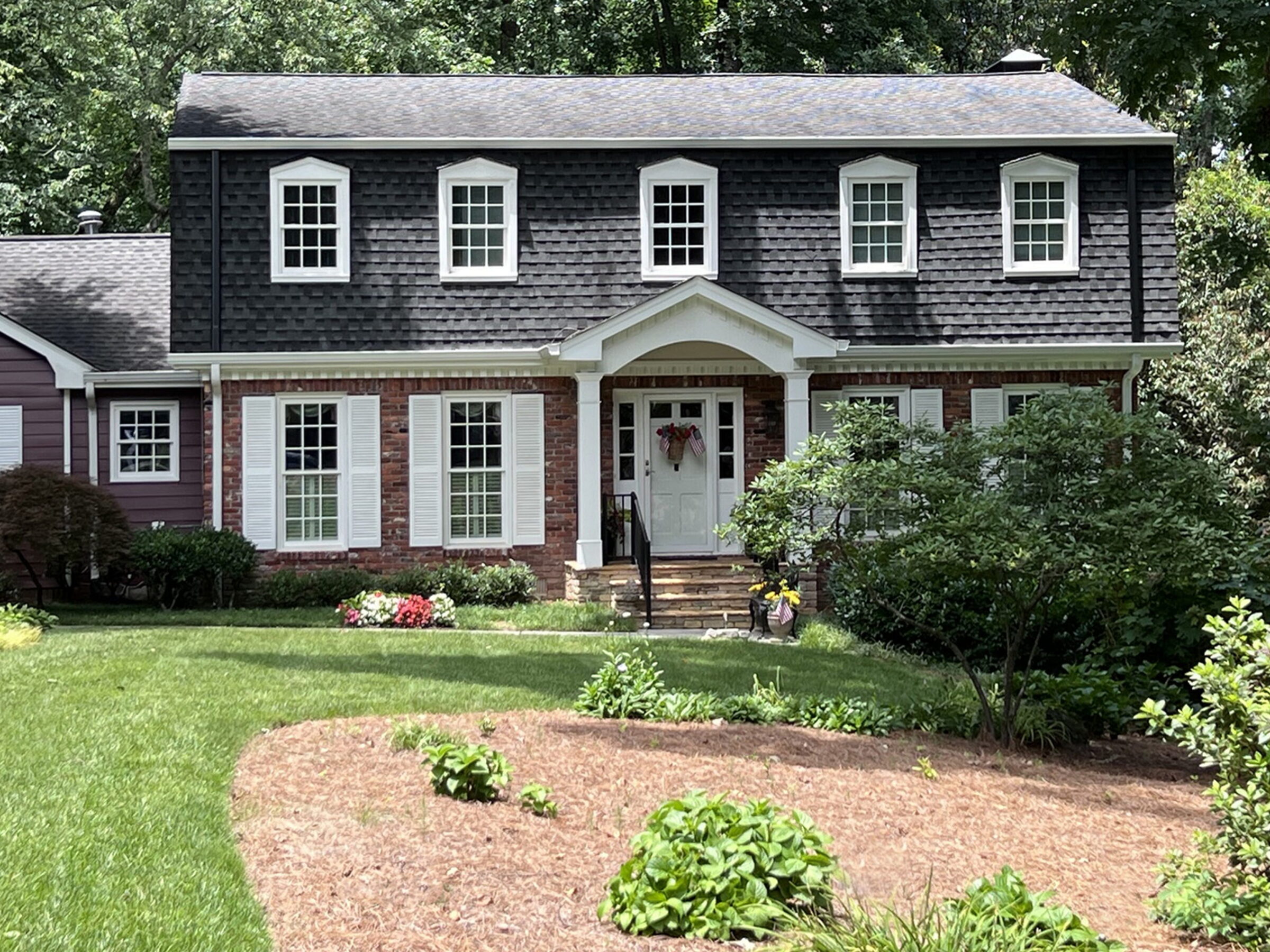 Dunwoody Gable Portico with Mansard Roof After