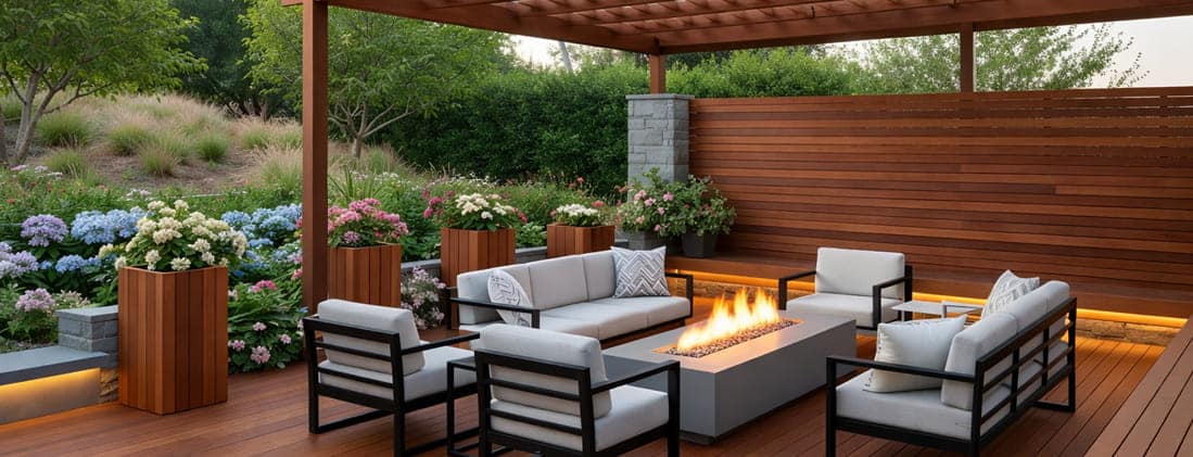 Make the Most of Your Screened Porch, Patio, or Deck Through Fall (Cumming-GA-wood-deck-with-seating-and-pergola)