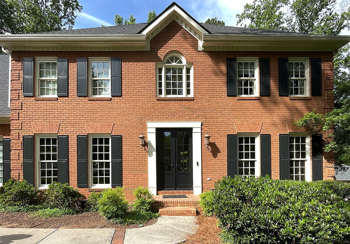Marietta Hip Roof Portico on 2 Story Brick Home Before