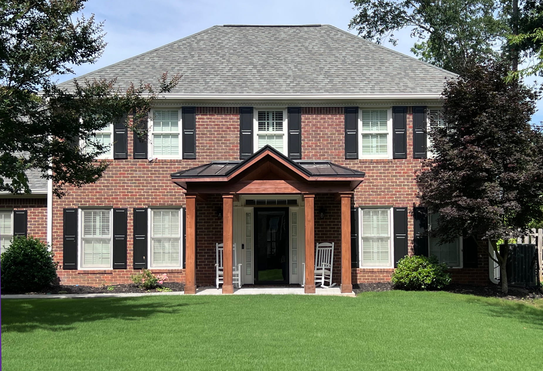 Roswell Timber Gable Portico and Metal Roof After